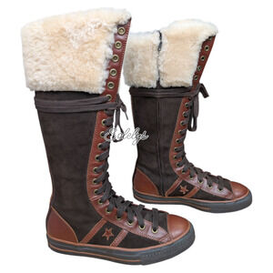 Converse 2006 Star 70 XXHI Brown Suede Leather Knee High Sneaker Boot Womens 9.5
